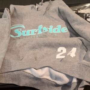 Jerzees Gray Hoodie with Teal and White Accents